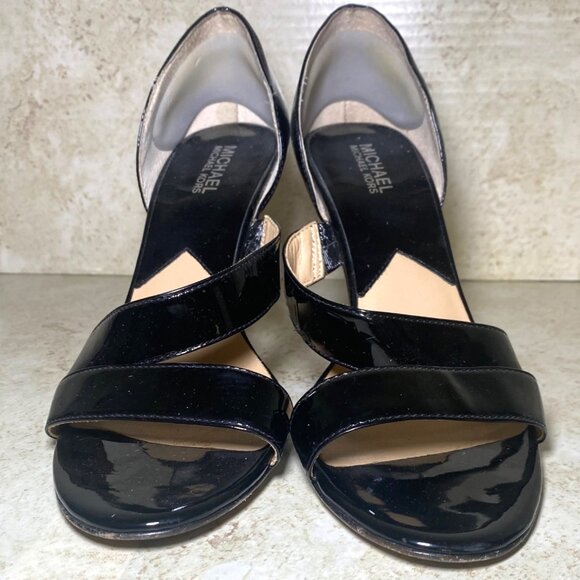 Michael Kors Black Patent Leather Open-Toe Strappy Heels Size 9 - Picture 3 of 8